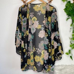 Floral open front kimono